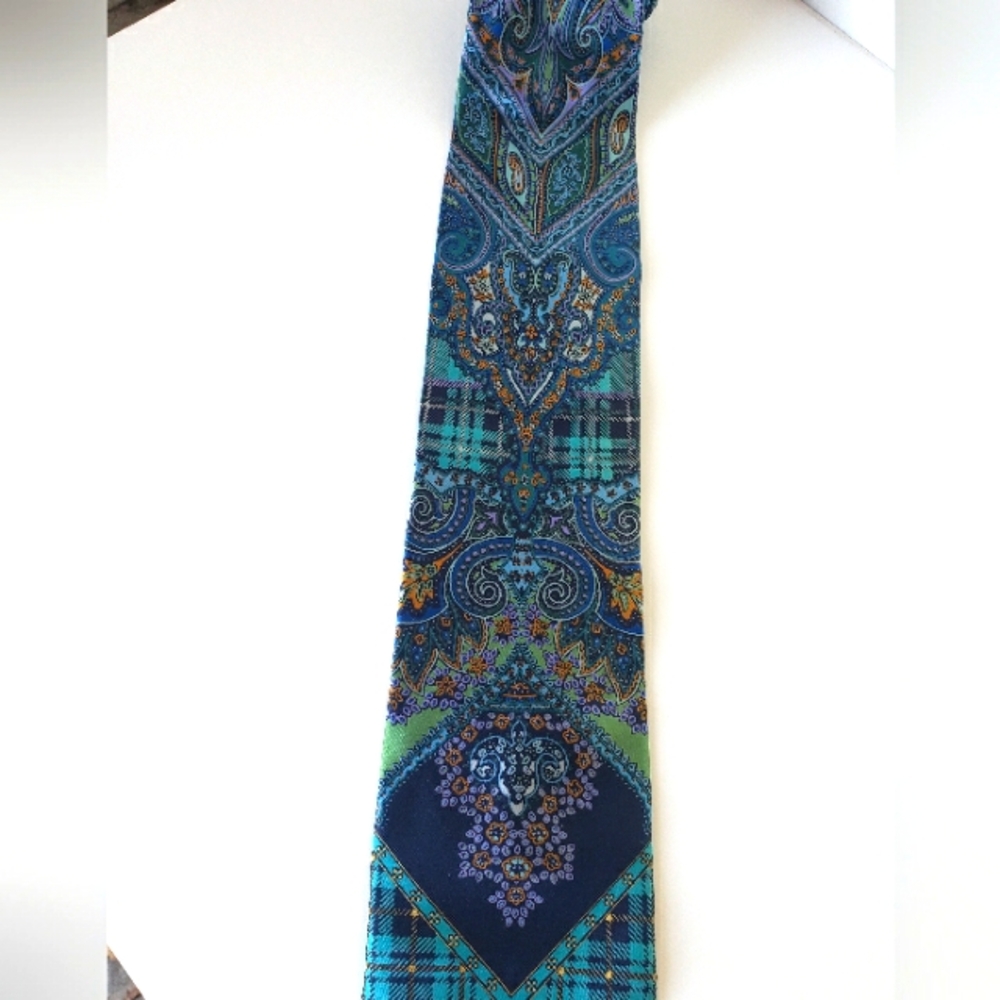 Brioni Blue Paisley Silk Tie Italy